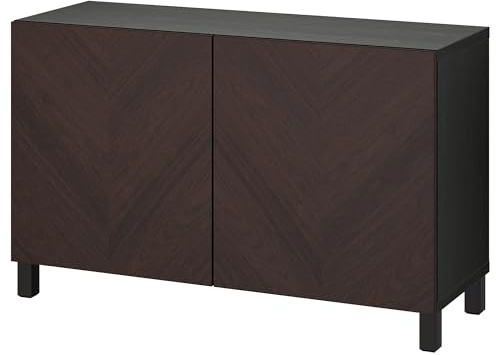 ProTuning BESTÅ Aufbewahrungskombination mit Türen, schwarz-braunes Hedeviken/Stubbarp/dunkelbraun gebeiztes Eichenfurnier, 120 x 42 x 74 cm