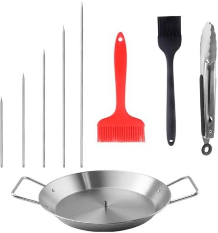 BlesConi Broche verticale pour barbecue et four – Broche Al Pastor en acier inoxydable avec poêle gyroscopique, pics réglables de 15,2 à 35,6 cm, 35 x 23 x 4 cm