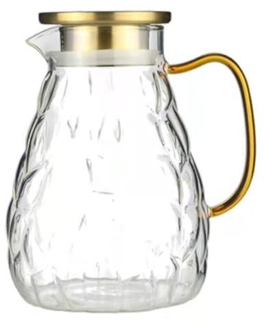 Toyvian Jarra de Vidrio Resistente al Calor 1800ml Tapa para Agua Fría y Jugo, Jarra Grande Transparente para Cocina y Oficina, Tetera Práctica para Bebidas y Uso Diario