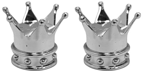 cyclingcolors 2x Cappucci delle valvole cappuccio tappi valvola forma di corona re e regina in plastica Schrader per pneumatici bici moto auto auto quad monopattino, argento