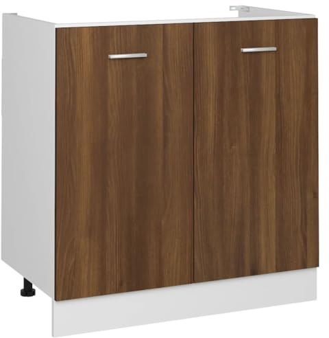 mtlskopl Mobile lavandino Lione marrone rovere 80 x 46 x 81,5 cm, in legno con 2 ante e ampio spazio per cucina, soggiorno, ufficio