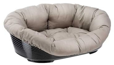 Ferplast Panier Chien et Chat avec Coussin en Coton Lavable, Lit pour Chien et Chat Rembourré, Corbeille en Plastique, Fond Perforé, Antidérapant,73 x 55 x h 27 cm, Taupe