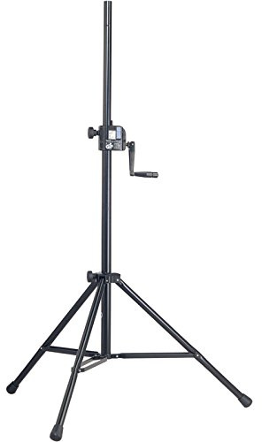 K&M 21302 Boxenstativ Schwarz aus Stahl, Starline – mit Kurbelgetriebe und eingepresste Gewindebuchse M10 stufenlos