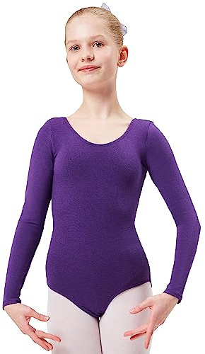 tanzmuster Ballettanzug Mädchen Langarm - Lilly - (Größe 92-170) aus Baumwolle, Ballettbody Kinder Ballett Trikot