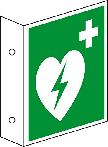 LEMAX® Fahnensch.Automat.Externer Defibrillator (AED),DS,ASR/ISO,Kunststoff,200x200mm