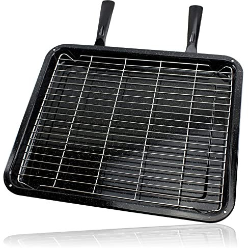 SPARES2GO Sartén universal extra grande para horno, estante y asas dobles desmontables – 44 cm x 36,5 cm