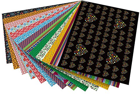 folia 47009 – motivkartong folklore sorterad, 50 x 70 cm, 270 g/m², 13 ark – grund för ett brett utbud av hantverk och idéer