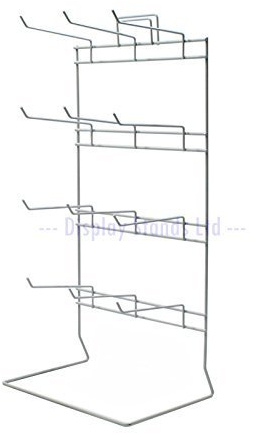 Counter Hook Wire Stand - 12 Fixed Hooks - POS Shop Display with Header for Small Items in White 52.4x24.4x17cm (J50)