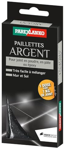 Parexlanko - Paillettes pour joints de carrelage - Paillettes argent - Joints en poudre, pâte ou époxy - Sol et mur intérieur - Mélange facile - 30g