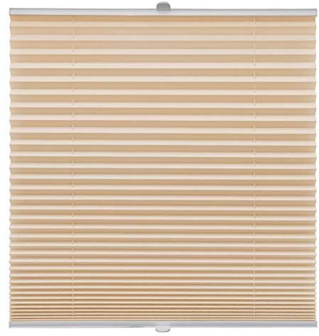 Plissee auf Maß Klemmfix für alle Fenster Montage über Klemmträger bis 27mm Faltrollo Blickdicht Sonnenschutzrollo Fenster-Rollo Hellorange Breite: 41-50 cm, Höhe: 101-150 cm