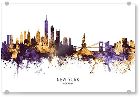 artboxONE Acrylglasbild 90x60 cm Städte/New York New York Skyline PurpleGold - Bild New York Cityscape New York