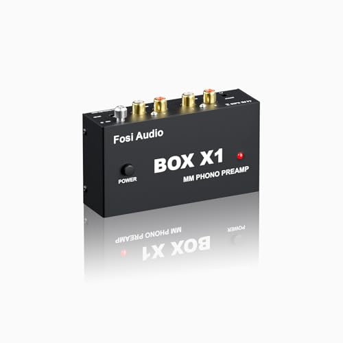 Fosi Audio BOX X1 Preamplificatore Phono, Mini Preamplificatore Giradischi MM Bassissimo Rumore, Preamplificatore Hifi con Cuffia 3.5MM e Uscita RCA/TRS, Polo di Messa a Terra un Alimentazione CC 12V