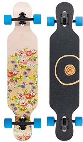 BTFL Drop-Through Longboard Flora Skateboard für Mädchen, Komplett-Board mit ABEC 9 Kugellager, Cruiser für Anfänger und Fortgeschrittene