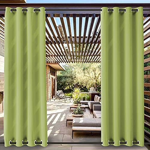 RDJSHOP Outdoor Vorhang Wetterfest mit Ösen Oben und Unten, Wasserdicht Aussenvorhang Sonnenschutz UV Schutz Verdunkelungs Vorhang für Terrasse, Balkon, Pavillon, Strandhaus, 1 Stück,Grün-B120xH150cm