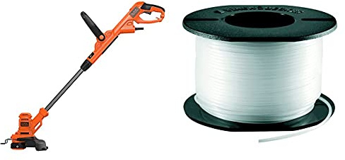 Black + Decker BESTA525GB Strimmer Grass Trimmer, 450 W & A6046-XJ Replacement Strimmer Line, 37.5 m