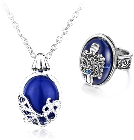 HJYZY The Vampire Daywalking Katherlle Sapphire Crystal Anhänger Halsketten Daylight Walking Signet Damons Ring Set mit Aufkleber 12 Stück