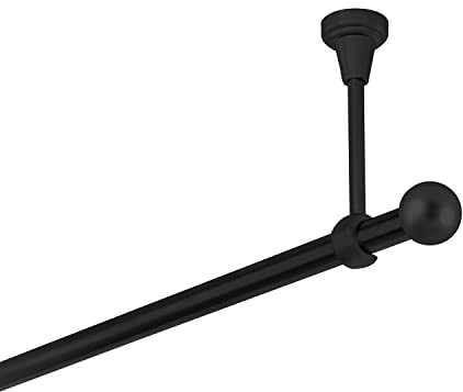 Gardinenstange schwarz 360 cm 1-läufig 19 mm aus Metall Deckenbefestigung Kugel