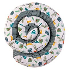 ULLENBOOM ® Baby Kuschelschlange 200x13 cm Salbeigrün-Regenwald (Made in EU) - Kuschelschnecke in vielen Farben und Größen, Bezug: 100% OEKO TEX Baumwolle, Nackenrolle, Kopfschutz für Wickeltisch