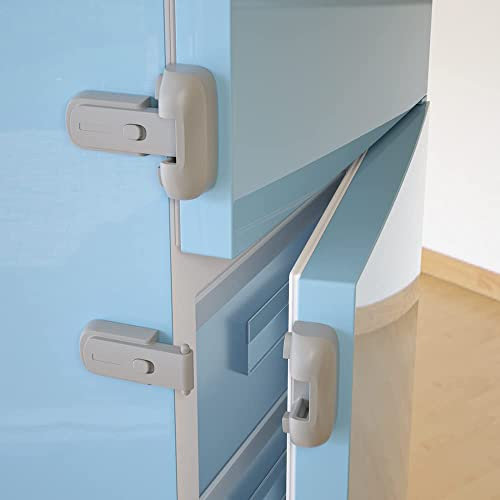 SAFELON 2 Stück Baby Sicherheit Kühlschrank Schloss, Kindersicher Kühlschrank Gefrierschrank Türschloss, Kleinkind Kind Sicherheit Verriegelung Fang Schloss (Grau)