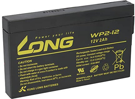 Batteria WP2-12 12V 2Ah al piombo AGM compatibile NP2-12, MP2-12SL, NP2-12FR