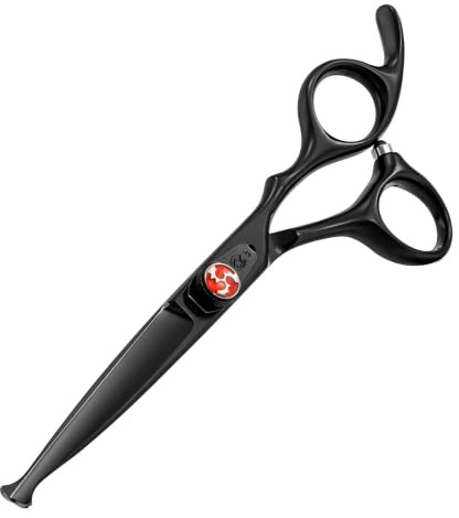 wishbeauty frisörsax barn säkerhet runda spetsar och böjda hår saxar barn frisyr saxar hår trimning sax professionell salong frisör sax för baby (svart 16,5 cm sax)