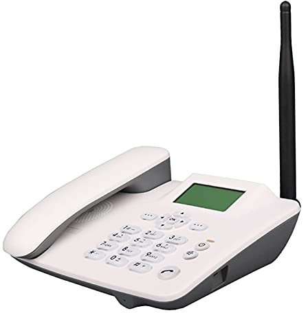 IBOWZ Téléphone Filaire Téléphone de Bureau Classique GSM avec Carte SIM sans Fil,Téléphone de Bureau GSM Quadri-Bande sans Fil,Téléphone Fixe pour hôtel,Bureau à Domicile,Fonction de Rappel,Envoi