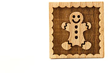 Folkroll 13276 - Keksstempel - Keksstempel - Plätzchenstempel dekoriert eckig Motiv Herr Lebkuchen Gingerman - Buchenholz - 55x55mm