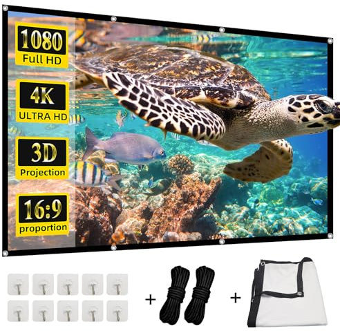HUANYINGBJB - Pantalla de proyector, 4K 16:9, HD, Parte Trasera, Frontal, Plegable, de Doble Cara, portátil, para Interiores y Exteriores, Cine en casa (110 Pulgadas)