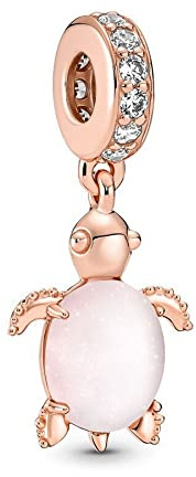 BEEUVIP Damen Muranoglas Roségold Rosa Meeresschildkröte Dangle Charm Anhänger für Armband 925 Sterling Silber Geburtsstein Charms Beads passend für Armband