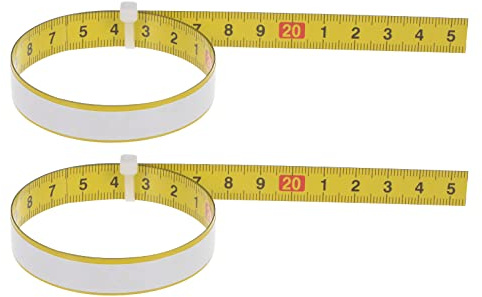 sourcing map 2pcs Self Adhesive Tape Measure 50cm Metric Middle to Both Sides Reading Waterproof Sticky Steel Ruler Tape Backed ruler for Workbench Sewing Saw Drafting Table, Yellow