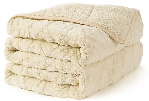 Topblan Gewichtsdecke für Erwachsene, 152,4 x 203,2 cm, 6,8 kg, weiche Sherpa-Queen-Size-Decke, schwere Decke mit 3D-Jacquard-Flanell-Fleece, gewichtete Decken für Couch und Bett