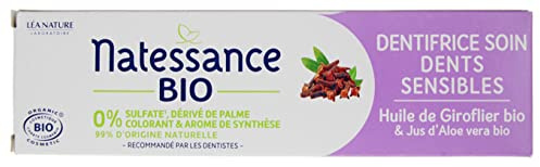Natessance Cura del dentifricio Olio per denti sensibili chiodi di garofano biologico 75ml