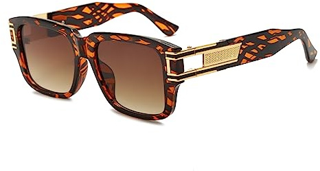 Long Keeper Retro Sonnenbrille Eckig für Herren Damen Klassisch Sonnenbrille Quadratisch Vintage Brille Goldener Rahmen mit UV400 Schutz, 54MM