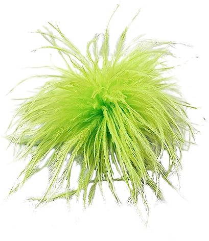 Vintage Feder Brosche,Asudaro Straußenfeder Brosche Damen Federhut Zubehör Damen Feder Brosche Mode Vintage Natürliche Flauschige Straußenfeder Brosche Für Halloween Hochzeit,D: 13 Cm–16 Cm Grün