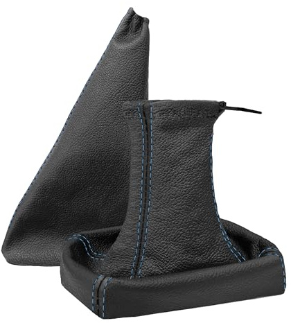 Schaltsack für Opel Tigra (B) Twintop Set mit Handbremsmanschette - Bj. 2004-2009 - Schwarz Blau - Schaltmanschette Manschette für Schaltung & Handbremse Handbremssack Echtleder A0020-4