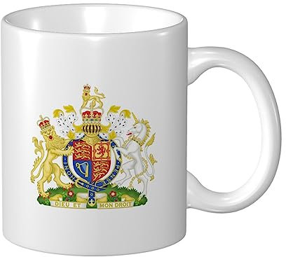 934 Tazza caffè 330Ml Regno Unito Inghilterra Stemma Reale del Regno Unito Tazza Personalizzata con Manico Tazze da tè Personalizzata Tazza Colazione per Mamma, Bambini, Fidanziati
