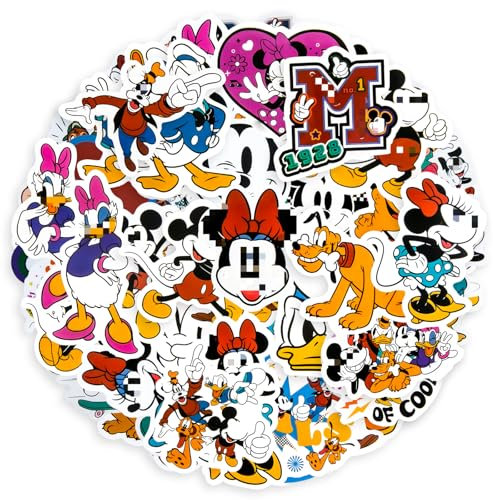 100 Stück Wasserfeste Mikey Mouse Aufkleber, Kawaii Sticker Mädchen, Sticker Set Kinder, für Skateboards, Bottle, Tablets, Schultaschen, Türen