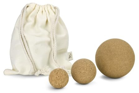 Römer Wellness Geschenkartikel: Massagebälle Cork, 3er Set Faszienbälle aus umweltfreundlichem Kork in 3 verschiedenen Größen (Ø 10, 6, 4.5 cm), mit Baumwoll-Beutel; ca. 19 x 10 x 19 cm