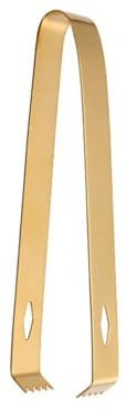 gifthub Stainless Steel Ice Tong, 6.3 x 0.8 Mini Sugar Tongs for Bar Ice Bucket, Delicate Metal Serving Tongs for Restaurant, Easy Grip Square Head Kitchen Gadgets(Gold)