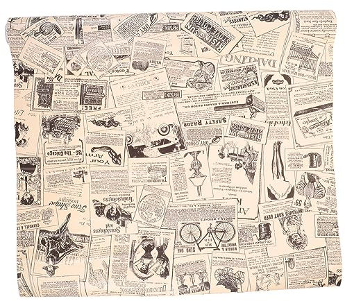 Veemoon 1 Rollo Papel Pintado Periódico De La Vendimia Forro De Cajón De Periódico Forros De Nevera Esteras Refrigerador Forro del Cajón Pegatinas Alumno Revestimiento De Paredes