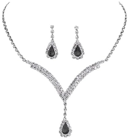 CCAIPU Schmuck Set für Damen Anhänger Halskette und Ohrringe Set Zirkonia Kristall Schmuckset Brautschmuck Geschenke für Frauen Braut Mama