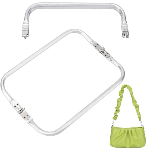 INGJIA 2 Pcs Taschenrahmen Verschluesse Handwerkliche Rahmenersatz Taschen Aluminium Taschenbügel Rechteck Rahmen zum Basteln Durchmesser 20cm