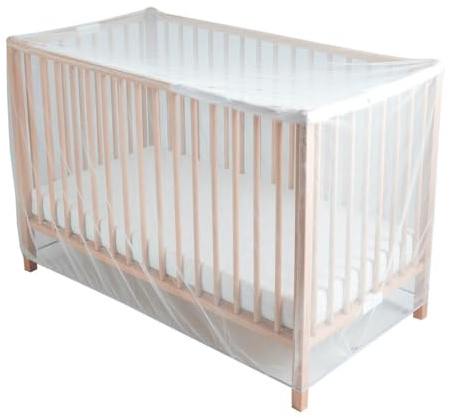 Tinéo - Moustiquaire lit bébé intégrale - Toile moustiquaire zippée adaptable lit bébé 60x120 cm et 70x140 cm - Protection complète contre les moustiques - Pour des nuits sereines dès la naissance