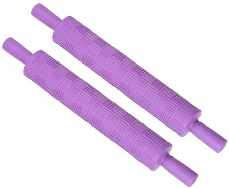 CoCud Prägemuster Nudelholz, 14,6 Länge, PP-Kunststoffstreifen 3D-Muster klare Textur ergonomischer Griff dekorativer Roller - (Anwendungen: für Tonbacken, Fondant DIY), 2 Stück