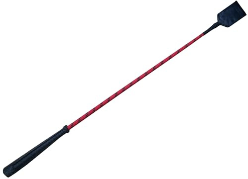 Gerte mit Klatsche und Griff aus Leder rot/schwarz 72cm G-09