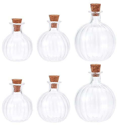 DELORIGIN 6 Stück Mini Glasflaschen Runde Glaskugelflaschen Mit Korken Kleine Wishing Flaschen Transparente Kleine Wunschgläser Für Hochzeit Geburtstag Party Requisiten Dekoration Strandsand