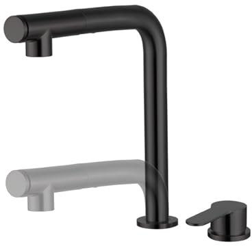 XJTNLB Wasserhahn Küche Vorfenster Ausziehbar Schwarz Vorfenster Küchenarmatur Lift Spültischarmatur Vorfenster Dual-Modus Spülbecken Armatur