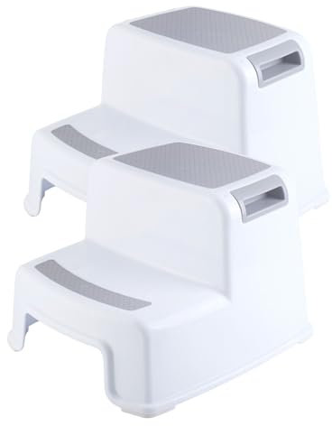 BUDDLEY 2 Stufen Tritthocker (2er Set) – Tritthocker Kinder, Toilette Kinder, Tritthocker Toilette, Hocker, Küche, Stufe, Kinder Toilettenhocker, Toilettenhocker Kinderstufe, Küchenhocker 2 Stufen