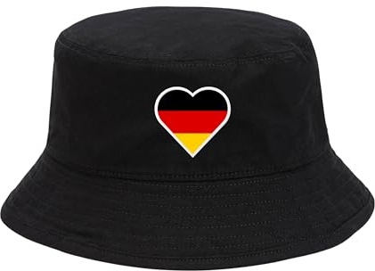 dalerno Deutschland Hut WM Fußball 2026 Herren Damen Anglerhut Fischerhut Bucket Hat Weltmeisterschaft Germany Fanartikel DE Public Viewing EM Deko Kappe Mütze Männer Frauen Fussball Herzschlag Liebe