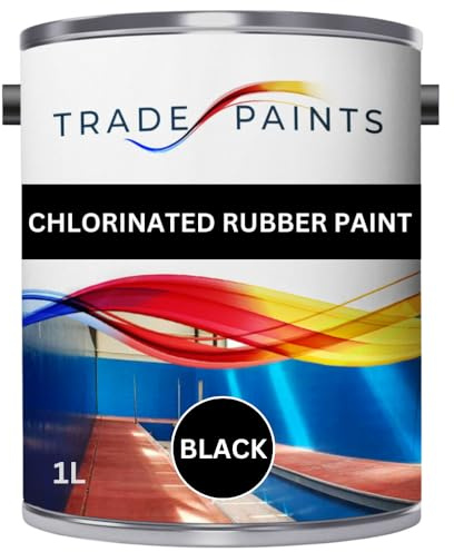 Chlorinated Rubber Paint For Concrete Stone Brick - Excellent Durable Waterproofing & Chemical Resistant (Black, 1 Litre)